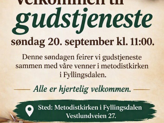 Gudstjeneste 20. september 2026