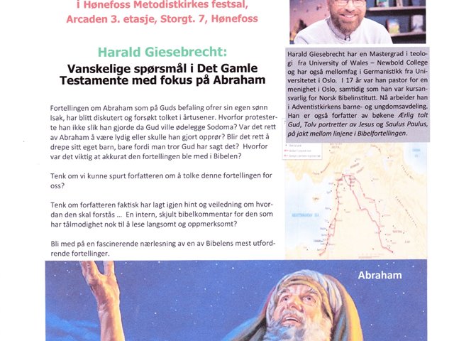 Velkommen til BIBELSEMINAR om Abraham med Harald Giesbrect -klikk for mer info>