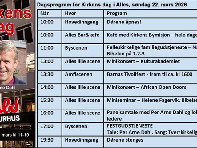 KIRKENS DAG - Felleskirkelig arrangement i Alles Kulturhus. Klikk på bildet for å se  program :